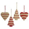Набор елочных украшений Funky stripes из джута и гофрированного картона из коллекции New Year Essential, 4 шт., Tkano