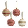 Набор елочных шаров Funky stripes из джута и картона из коллекции New Year Essential, 4 шт., Tkano