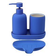 Набор ванных принадлежностей с подставкой Flow, синий индиго, 4 пред., Bergenson Bjorn Bath