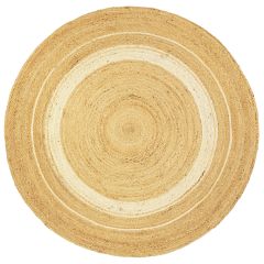 Ковер из джута круглый с вставками белого цвета из коллекции Ethnic, 150см, Tkano