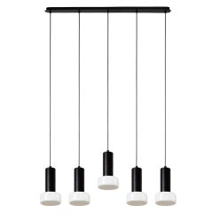 Светильник подвесной каскадный Fungus, 15х25 см, 5 плафонов, белый/черный, Bergenson Bjorn