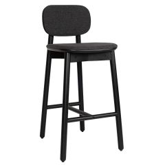 Стул барный с обивкой Saga, рогожка, темно-серый, LATITUDE