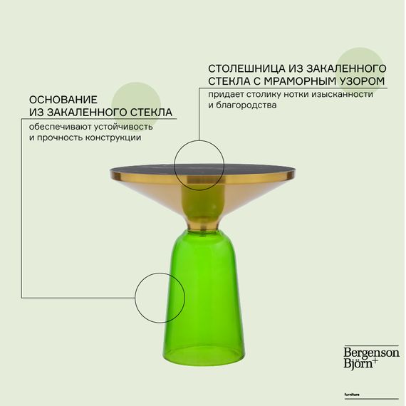 Столик кофейный Odd, 50 см, мрамор/зеленый, Bergenson Bjorn, изображение 5