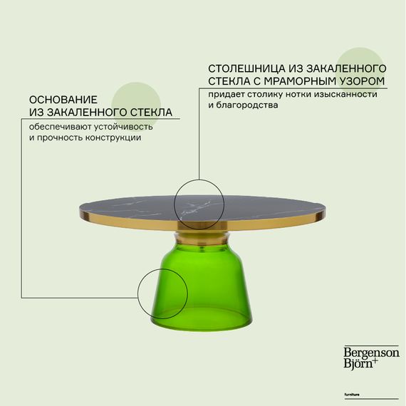 Столик кофейный Odd, 75 см, мрамор/зеленый, Bergenson Bjorn, изображение 5
