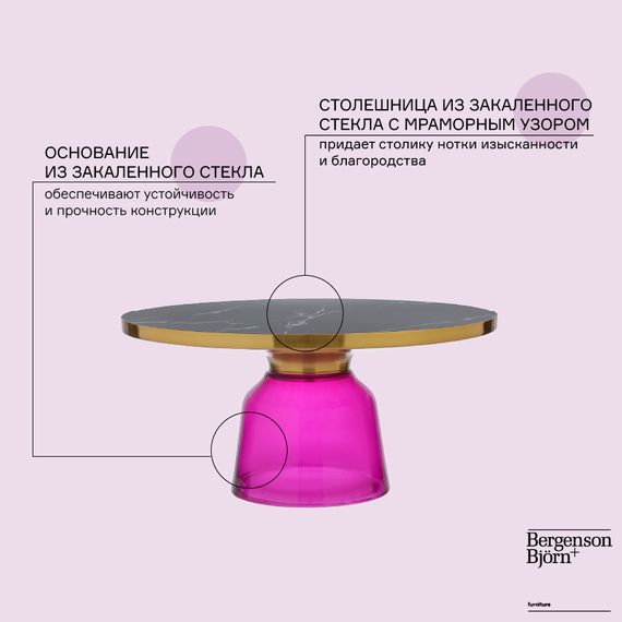 Столик кофейный Odd, 75 см, черный мрамор/фиолетовый, Bergenson Bjorn, изображение 6