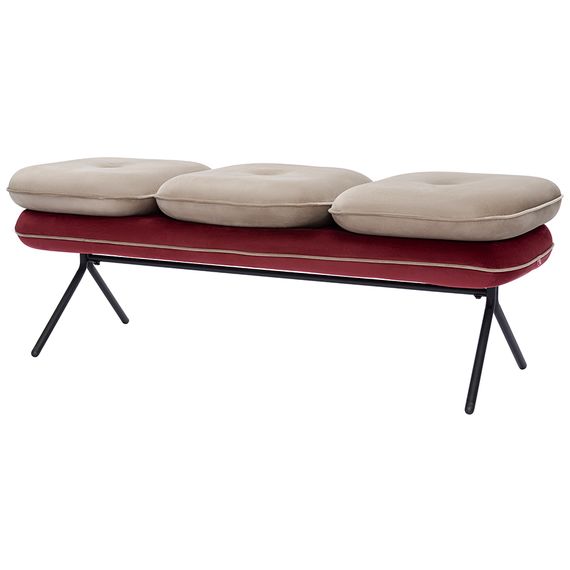 Банкетка Pea, велюр, бежевая/бордовая, Bergenson Bjorn, Цвет: бежевый/бордовый