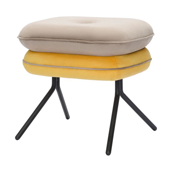 Пуф Pea, велюр, бежевый/желтый, Bergenson Bjorn, Цвет: бежевый/желтый