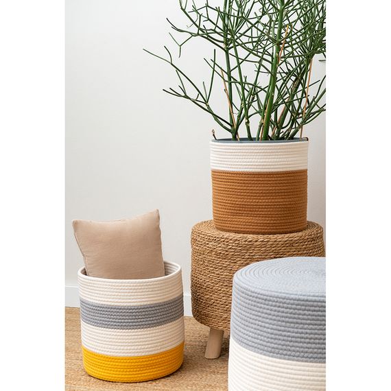 Корзина для хранения Ciary, 30х30 см, бежевая/серая/горчичная, Bergenson Bjorn, Цвет: разноцветный, изображение 4