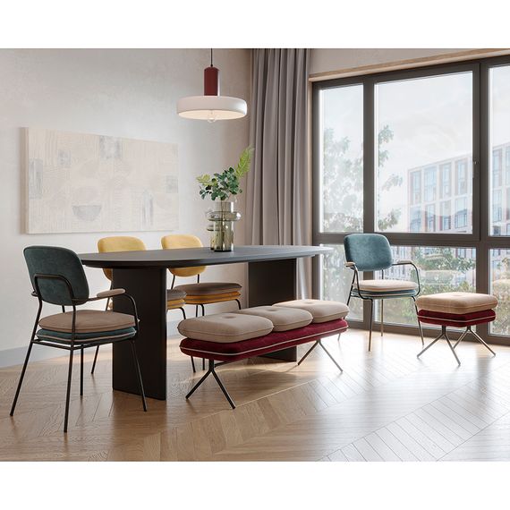 Банкетка Pea, велюр, бежевая/бордовая, Bergenson Bjorn, Цвет: бежевый/бордовый, изображение 4