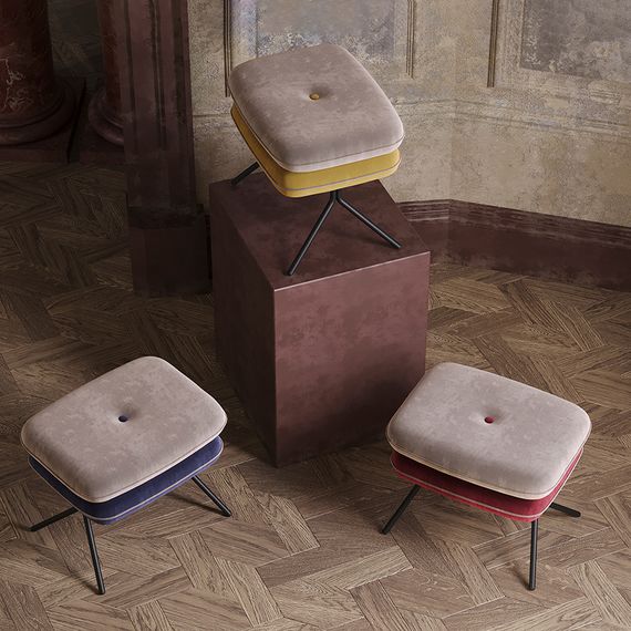 Пуф Pea, велюр, бежевый/желтый, Bergenson Bjorn, Цвет: бежевый/желтый, изображение 3