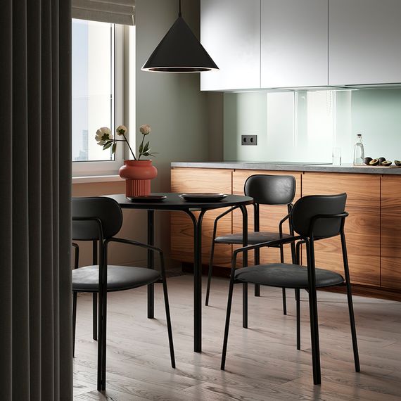 Стол обеденный Ror, 90 см, черный, LATITUDE, Цвет: черный, изображение 5