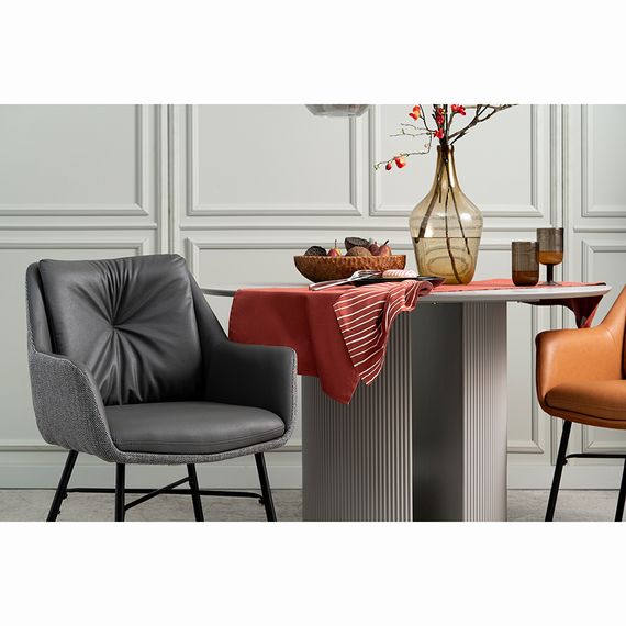 Стул Allar, экокожа, рогожка, серый, изображение 3