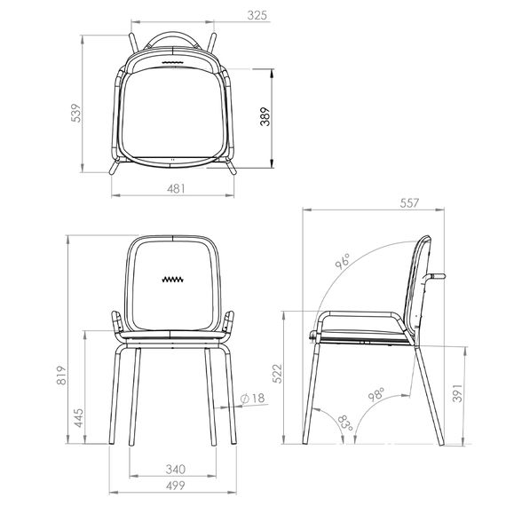 Стул Ror, Double Frame, рогожка, черный /серый, LATITUDE, Цвет: черный/серый, изображение 7
