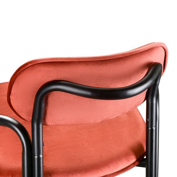 Стул барный Ror, Round, велюр, черный/темно-красный, LATITUDE, Цвет: черный/темно-красный, изображение 4