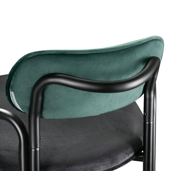 Стул барный Ror, Round, велюр, черный/темно-зеленый/черный, LATITUDE, Цвет: черный/темно-зеленый, изображение 4