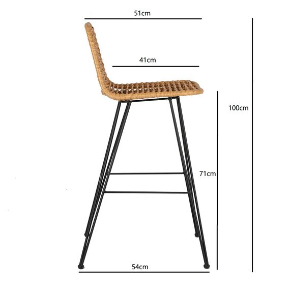 Стул барный Vetle Flat, ротанг, изображение 21