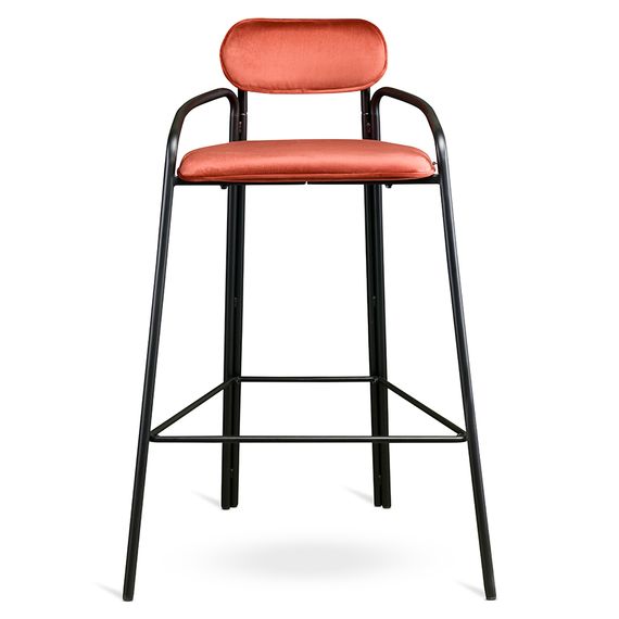 Стул барный Ror, Round, велюр, черный/темно-красный, LATITUDE, Цвет: черный/темно-красный, изображение 2