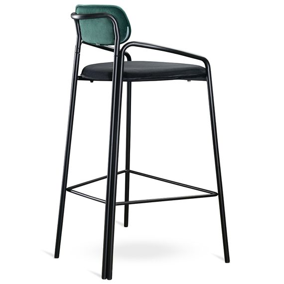 Стул барный Ror, Round, велюр, черный/темно-зеленый/черный, LATITUDE, Цвет: черный/темно-зеленый, изображение 3