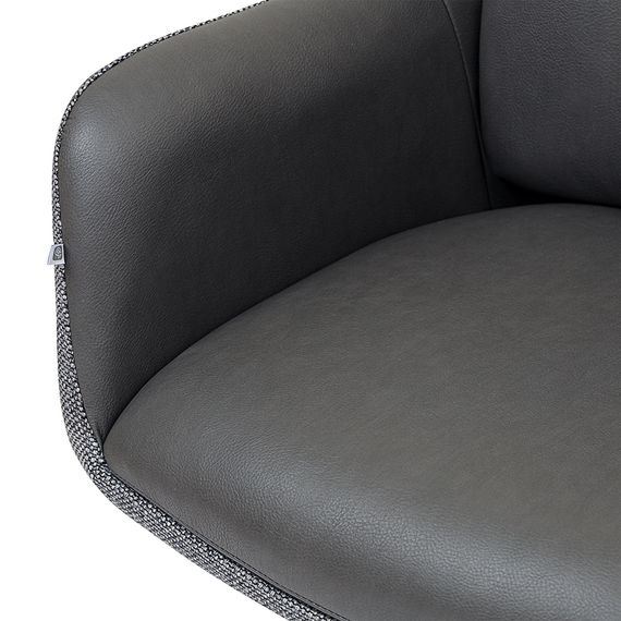 Стул на колесиках Allar, экокожа, рогожка, серый, изображение 9
