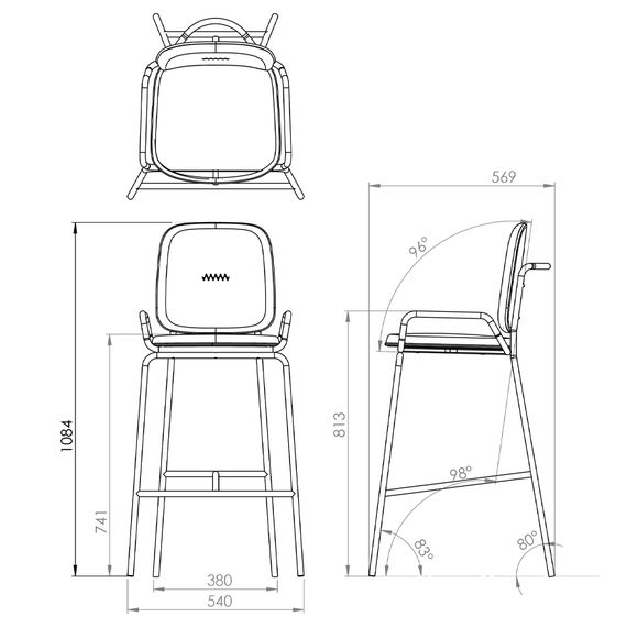 Стул барный Ror, 2 Frame, велюр, черный/зеленый, LATITUDE, изображение 10