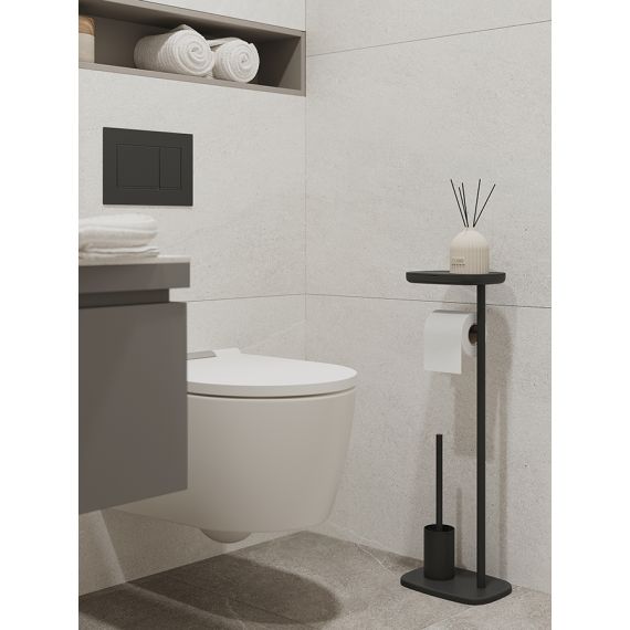 Держатель для туалетной бумаги с полочкой и ершиком Slim, черный, Bergenson Bjorn Bath, изображение 2