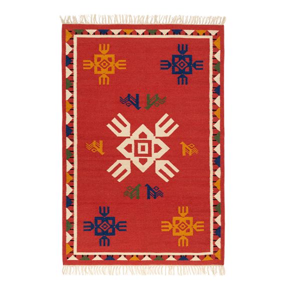 Ковер из шерсти по мотивам чувашских орнаментов из коллекции Cultural Heritage, 120х180 см, Tkano