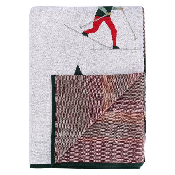 Плед из хлопка с новогодним рисунком Let's Ski из коллекции New Year Essential, 130x180 см, Tkano, изображение 2
