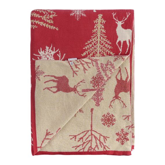 Плед из хлопка с новогодним рисунком Winter fairytale из коллекции New Year Essential, 130х180 см, Tkano, изображение 3
