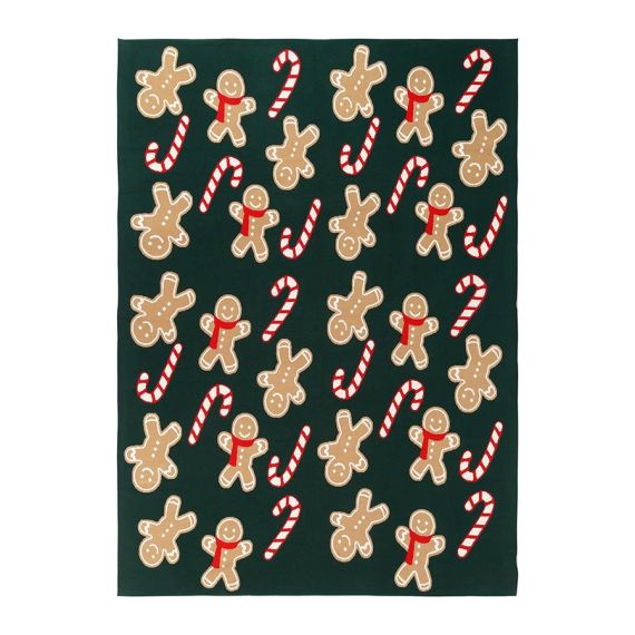 Плед из хлопка с новогодним рисунком Gingerman из коллекции New Year Essential, 130x180 см, Tkano, изображение 3