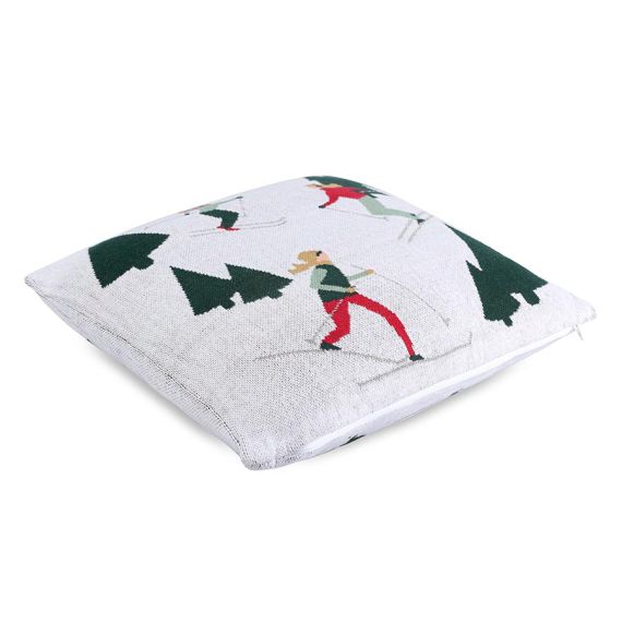Подушка вязаная с новогодним рисунком Let's Ski из коллекции New Year Essential, 45x45 см, Tkano, изображение 2