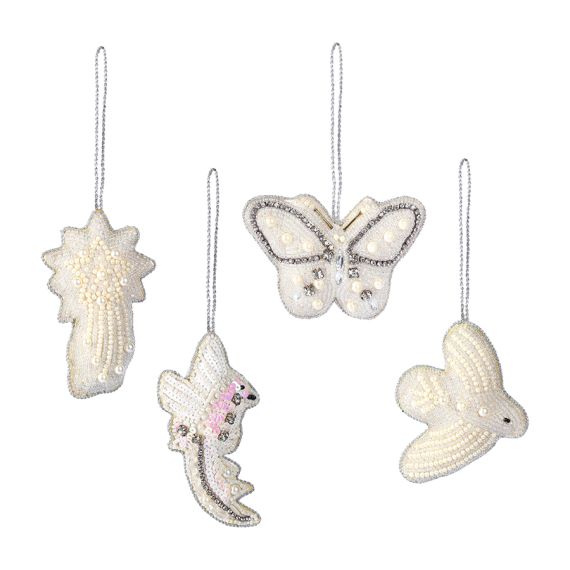 Набор из 4 украшений, 10 см, бисер, Tkano