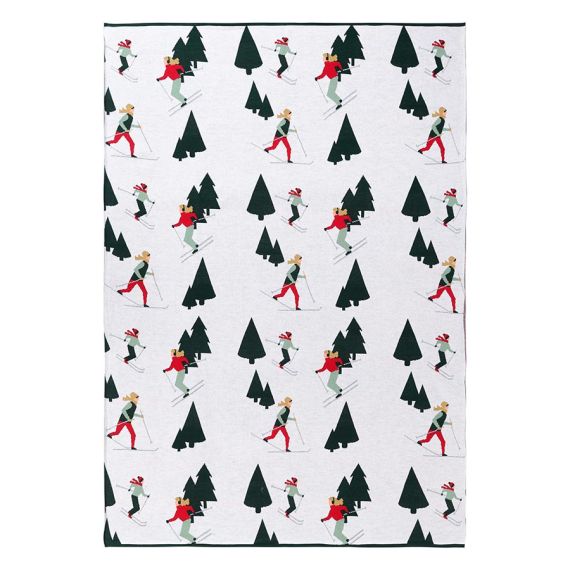 Плед из хлопка с новогодним рисунком Let's Ski из коллекции New Year Essential, 130x180 см, Tkano, изображение 3