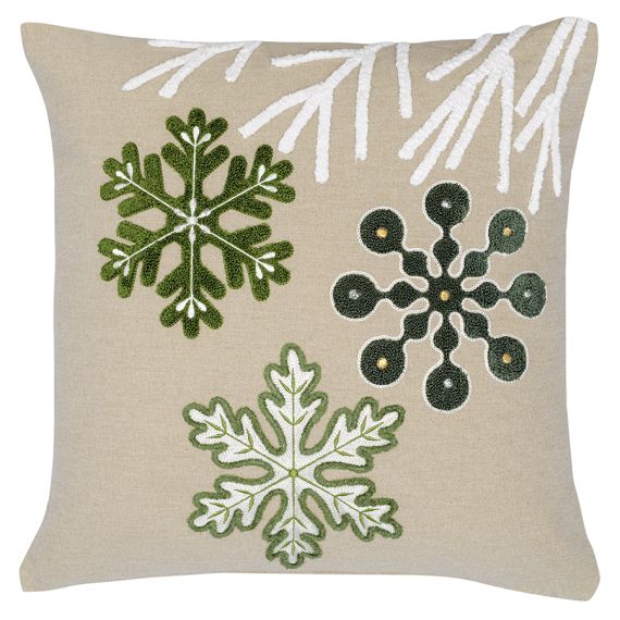 Подушка декоративная с вышивкой Snow flakes из коллекции New Year Essential, 45х45 см, Tkano