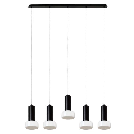 Светильник подвесной каскадный Fungus, 15х25 см, 5 плафонов, белый/черный, Bergenson Bjorn