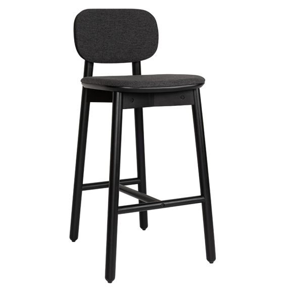 Стул барный с обивкой Saga, рогожка, темно-серый, LATITUDE